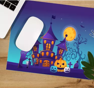 Tapis de souris noël château hanté d'halloween - TenStickers