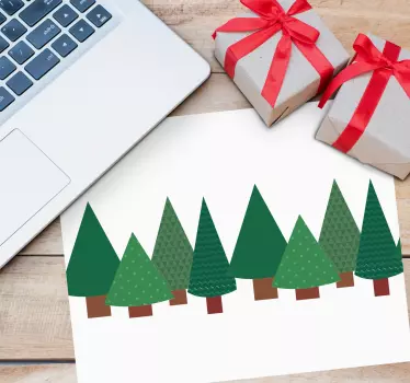 Tapis de souris noël forêt de conifères stylisée - TenStickers