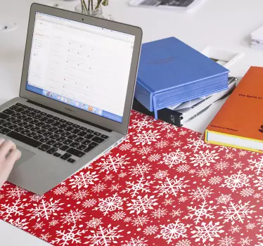 Tapis de souris noël motif flocon de neige rouge - TenStickers