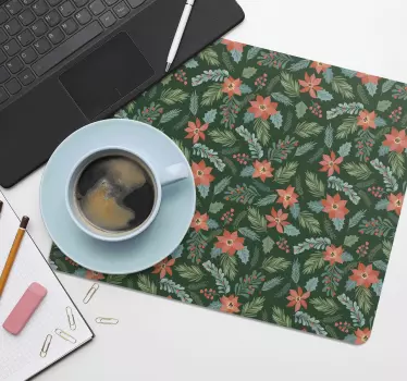 Tapis de souris noël motif floral de fête - TenStickers