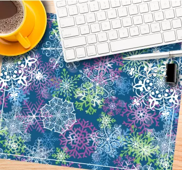 Tapis de souris noël motifs flocons colorés - TenStickers