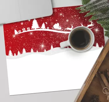 Tapis de souris noël paysage rouge festif - TenStickers