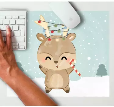 Tapis de souris noël renne joyeux avec bonbon - TenStickers