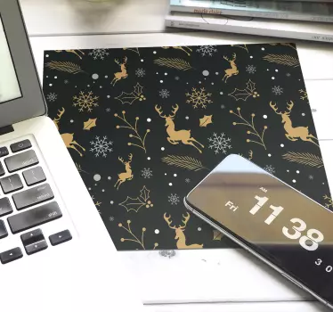 Tapis de souris noël rennes dorés élégants - TenStickers
