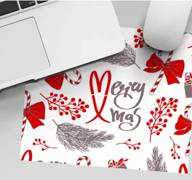 Tapis de souris noël souhaits joyeux et rubans festifs - TenStickers
