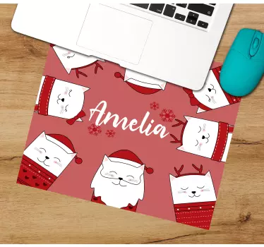 Tapis de souris noël visages de chat mignons - TenStickers