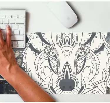 Tapis de souris original art de loup complexe - TenStickers
