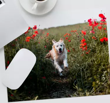 Tapis de souris original chien heureux en course - TenStickers