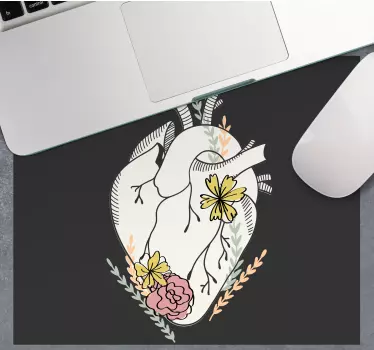 Tapis de souris original cœur anatomique floral - TenStickers