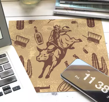 Tapis de souris original cowboy sur taureau - TenStickers