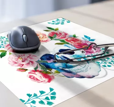 Tapis de souris original Crâne et fleurs - TenStickers