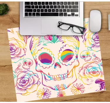 Tapis de souris original crâne floral coloré - TenStickers