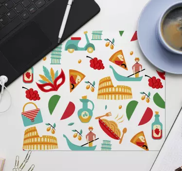 Tapis de souris original cuisine italienne colorée - TenStickers
