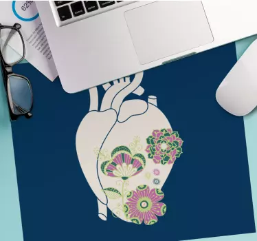 Tapis de souris original design de cœur floral - TenStickers