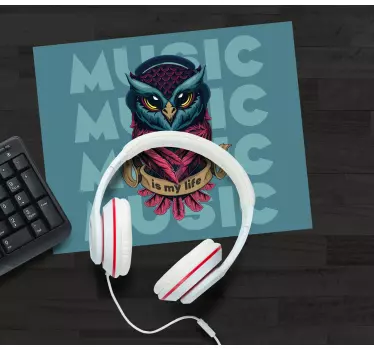 Tapis de souris original hibou avec écouteurs - TenStickers