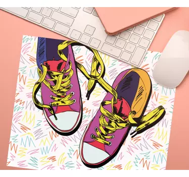 Tapis de souris original illustration de baskets colorées - TenStickers