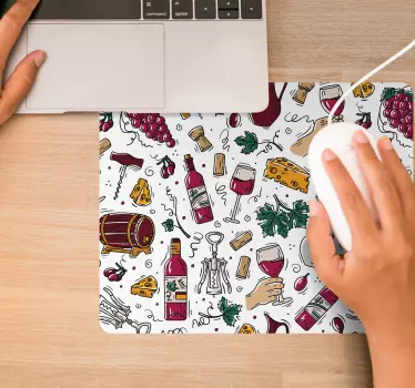 Tapis de souris original illustrations sur le vin - TenStickers