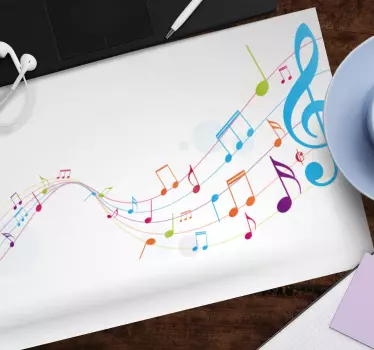 Tapis de souris original notes de musique colorées - TenStickers