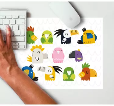 Tapis de souris original oiseaux de dessin animés colorés - TenStickers