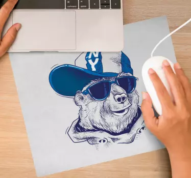 Tapis de souris original ours cool - TenStickers