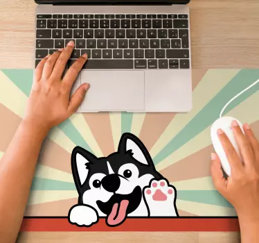 Tapis de souris original personnage husky espiègle - TenStickers