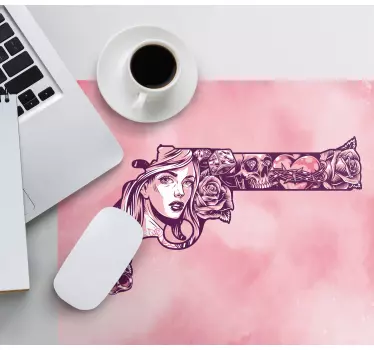 Tapis de souris original pistolet floral complexe - TenStickers