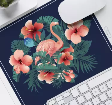 Tapis de souris original scène florale flamant - TenStickers