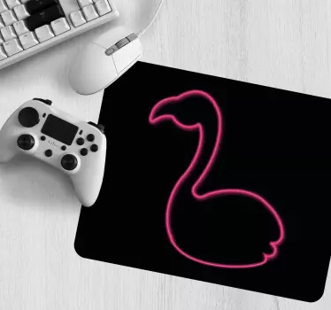 Tapis de souris original silhouette de flamant rose néon - TenStickers