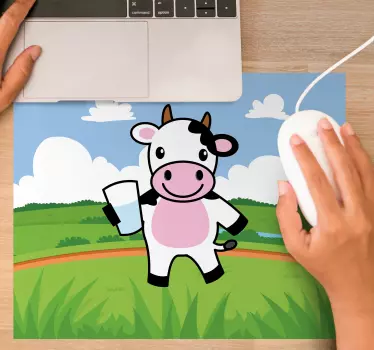 Tapis de souris original vache espiègle avec verre - TenStickers