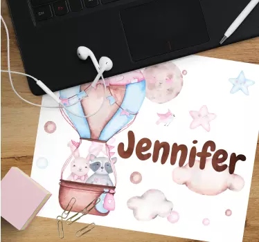 Tapis de souris personnalisable aventure en montgolfière - TenStickers