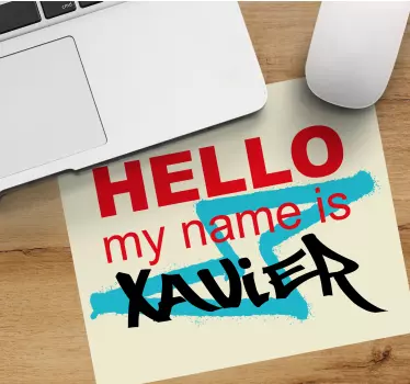 Tapis de souris personnalisable bonjour nom introduction - TenStickers
