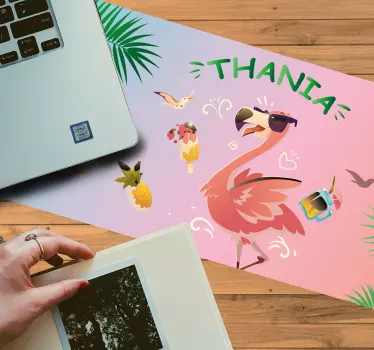 Tapis de souris personnalisable flamant tropical - TenStickers