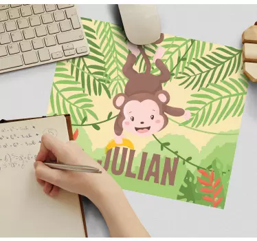 Tapis de souris personnalisable illustration singe joyeux - TenStickers