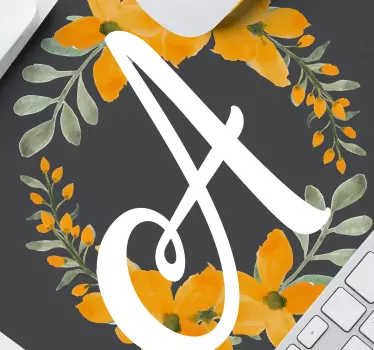 Tapis de souris personnalisable initiale florale a - TenStickers