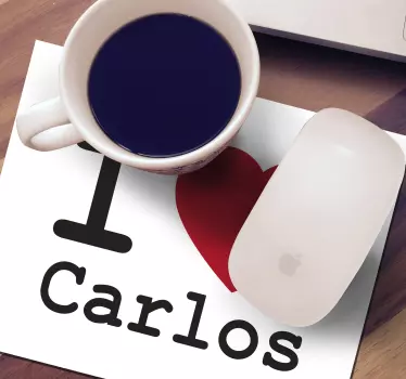 Tapis de souris personnalisable j'aime carlos - TenStickers