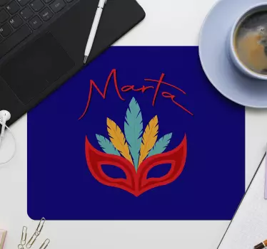 Tapis de souris personnalisable masque coloré en plumes - TenStickers