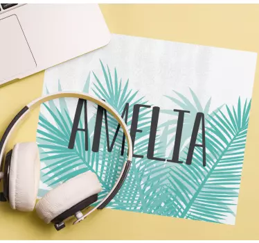 Tapis de souris personnalisable motif feuilles tropicales - TenStickers