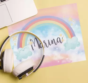 Tapis de souris personnalisable nuages colorés arc-en-ciel - TenStickers