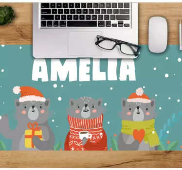 Tapis de souris personnalisable trio d'animaux de fête - TenStickers