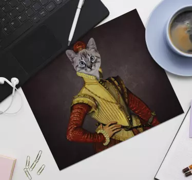Tapis de souris portrait de chat aristocrate personnalisé - TenStickers