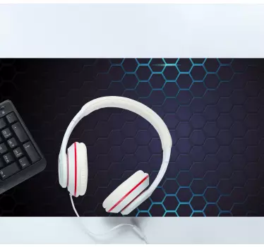 Tapis de souris pour gamer Hexagone noir et bleu - TenStickers