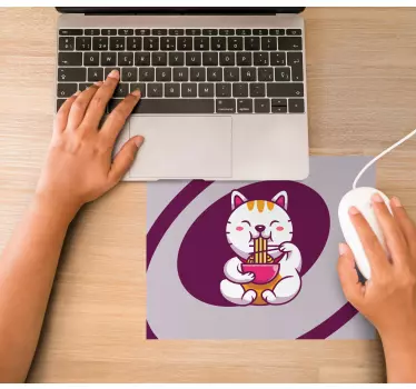 Tapis de souris style original Beau chat mangeur - TenStickers