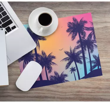 Tapis de souris original ciel coloré de palmiers - TenStickers