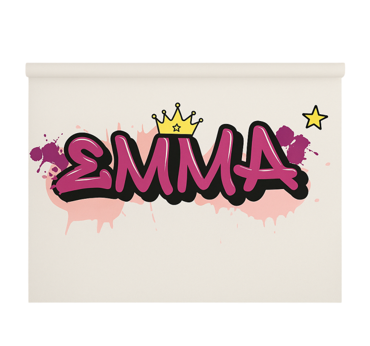 Store enrouleur pour chambre enfant graffiti personnalisé rose - TenStickers