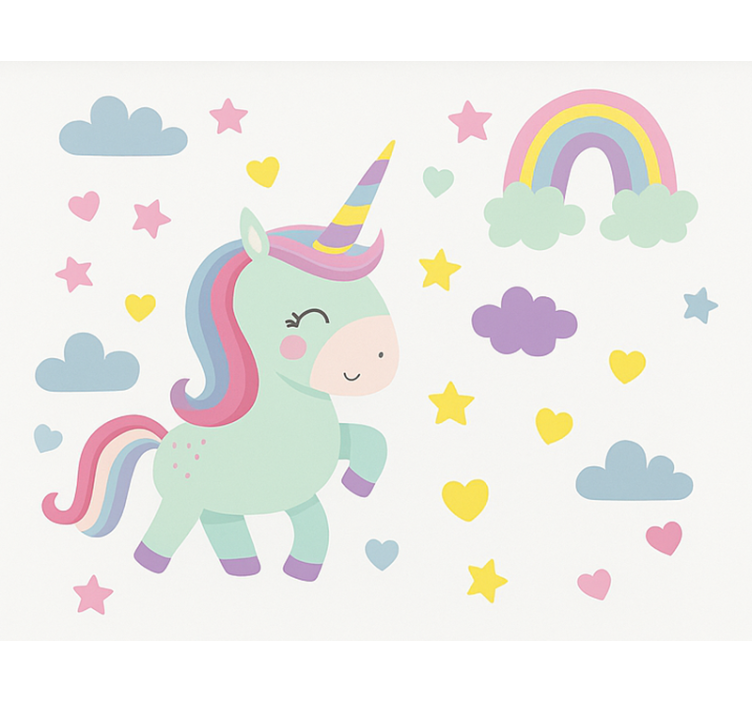 Store enrouleur pour chambre enfant motif de licorne coloré - TenStickers