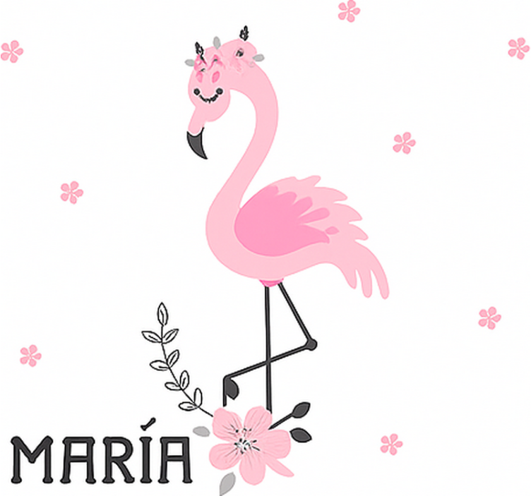 Store enrouleur pour chambre enfant flamenco rose avec nom - TenStickers