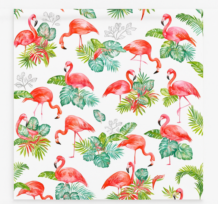 Store enrouleur cuisine motif tropical de flamants roses - TenStickers