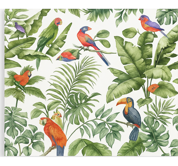 Store enrouleur salon imprimé oiseau tropical - TenStickers