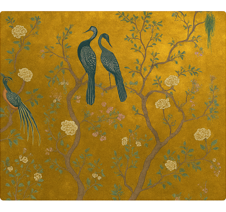 Store enrouleur salon chinoiserie dorée ornée - TenStickers