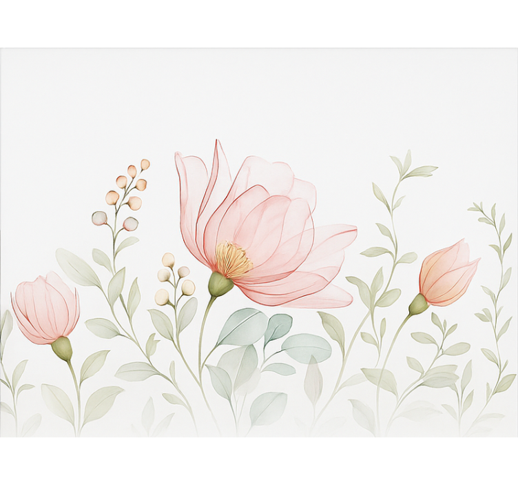 Store enrouleur couple fleurs translucides abstraites - TenStickers